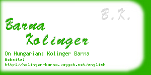 barna kolinger business card